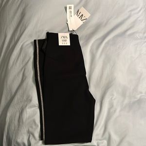 NWT Zara black leggings with jewelled stripe